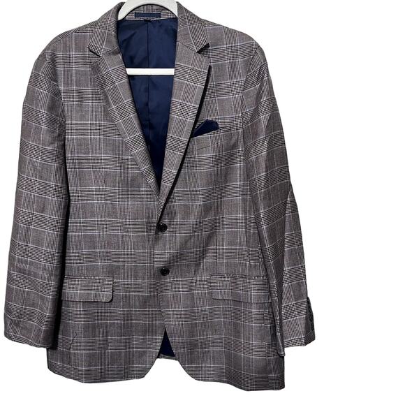 Jos A Bank Linen Wool sport coat Jacket Blazer Glen Plaid 2 button 42R tailored - Picture 1 of 8